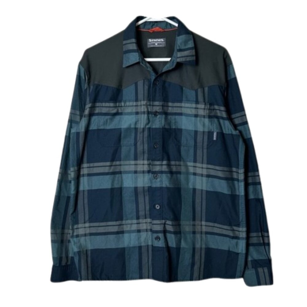 Simms blacks ford flannel green blue plaid long sleeve shirt M